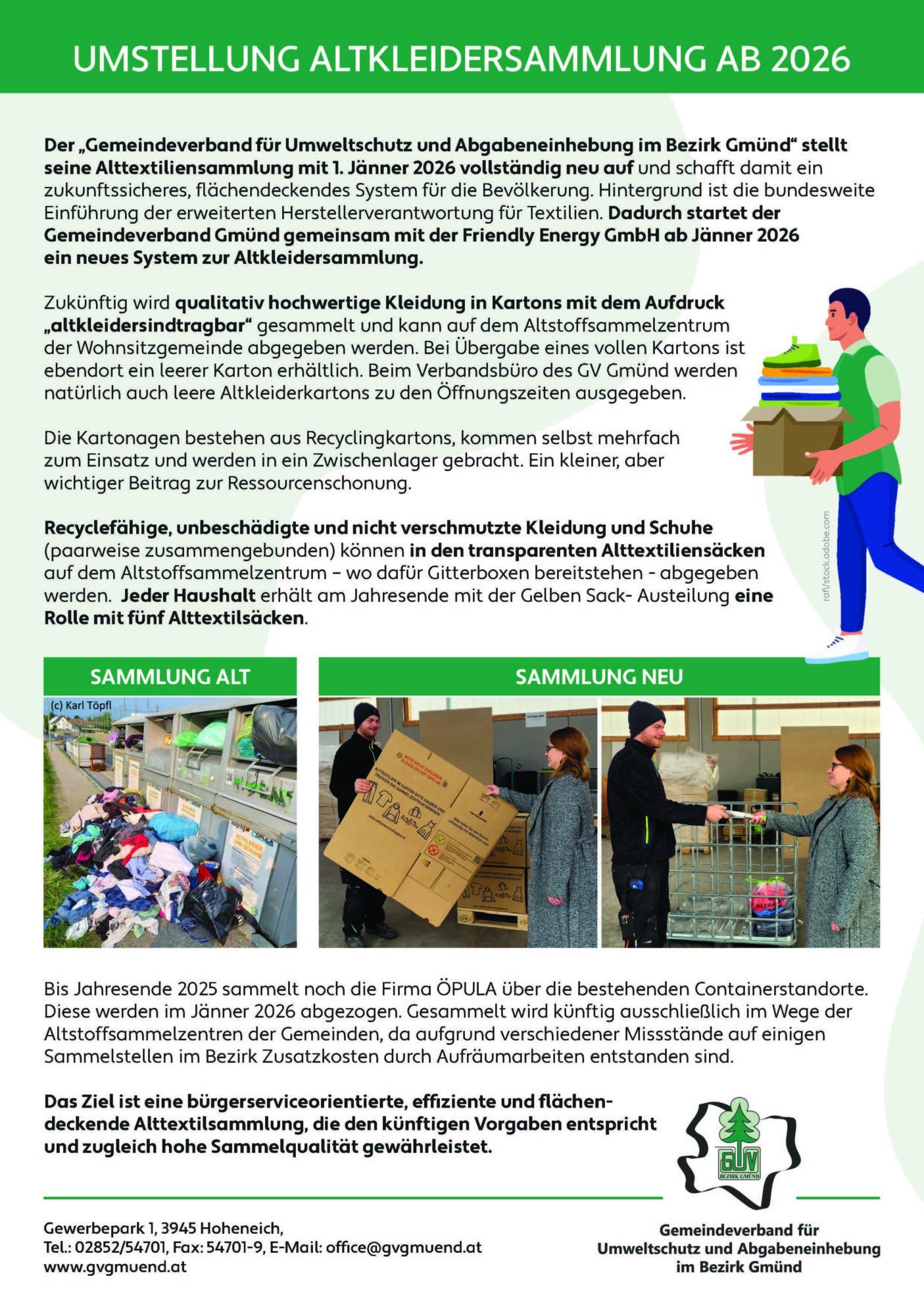 Informationsblatt Altkleidersammlung allgemein