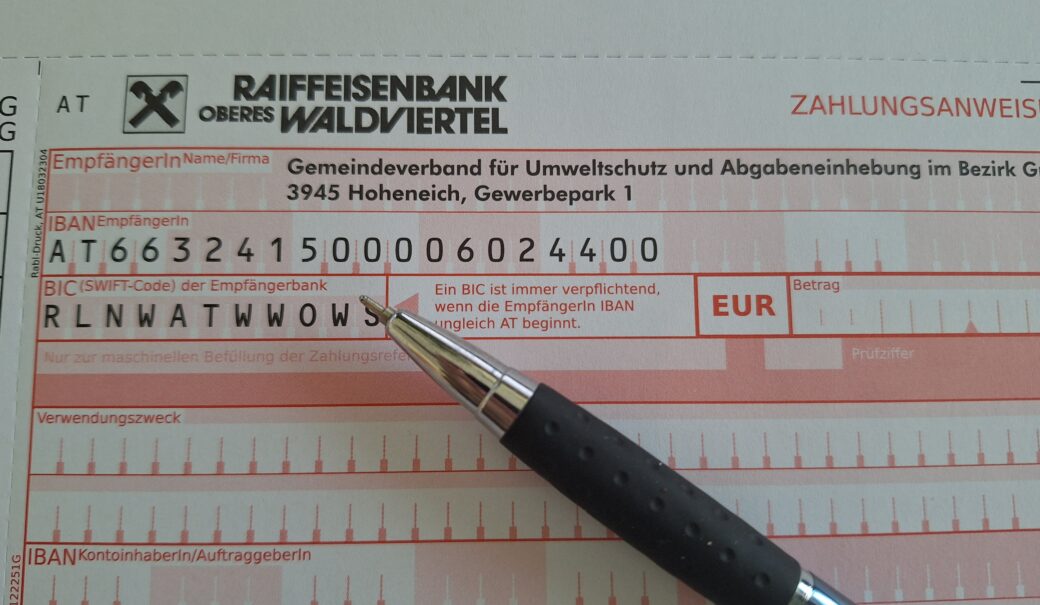 Foto des Zahlscheines des Gemeindeverbandes